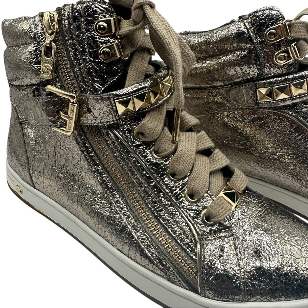 Michael Kors Metallic High Top Sneakers, Leather Upper/Rubber Outsole, Size 6.5M - Picture 5 of 16